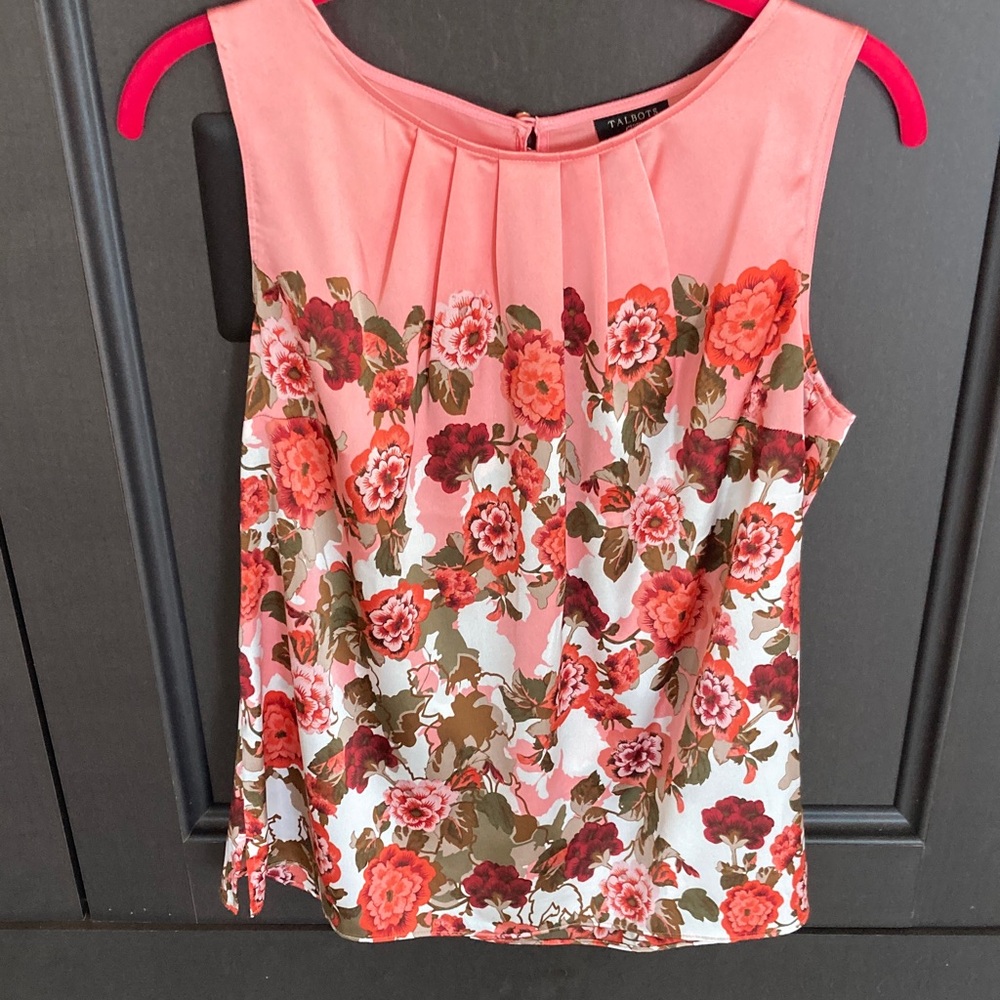 Talbots Pink and Red Floral Blouse
